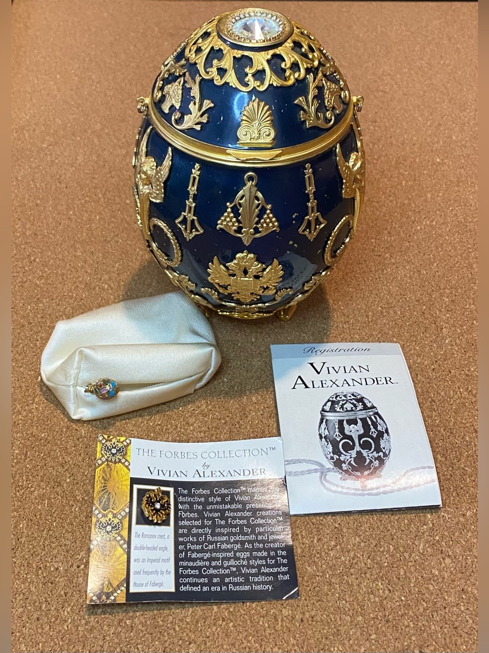 Vivian Alexander Enamel Egg Purse Minaudieres Gold Applique NO Chain Vintage